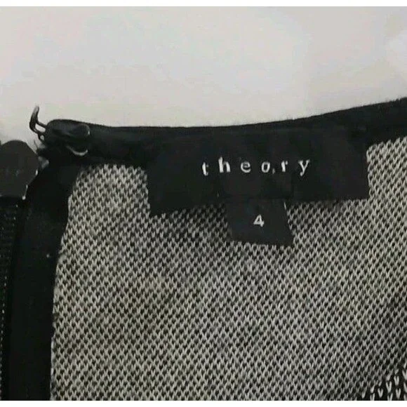 Theory Nikay D Kenmore Gray Tweed Jersey Knit Fit & Flare Mini Dress Size 4 - Picture 7 of 7